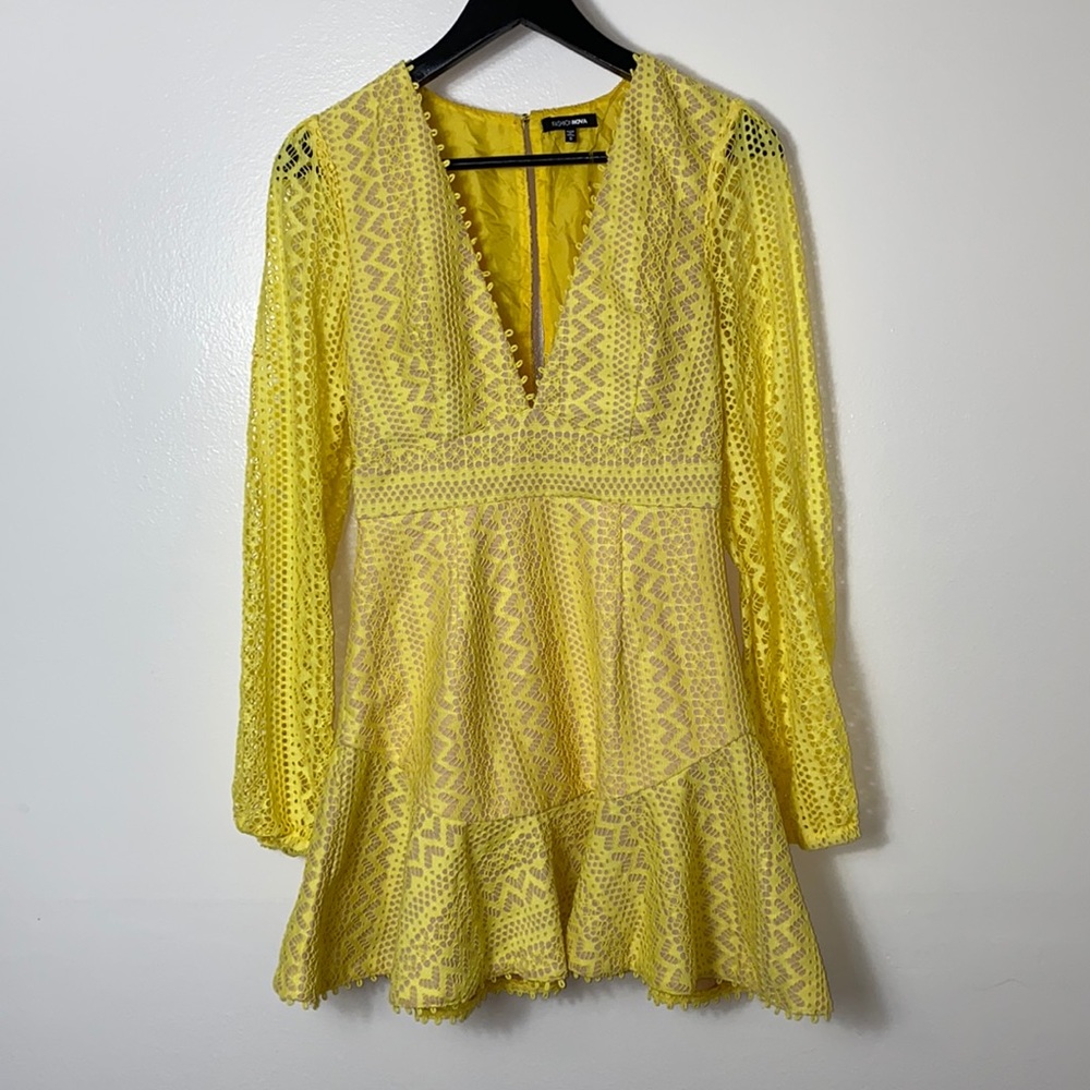 Fun Yellow Lace Cocktail Dress: Size Small